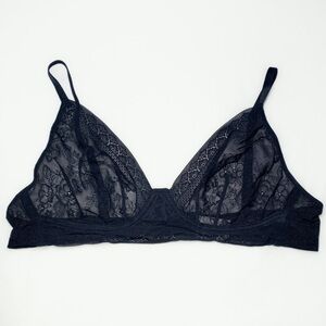 L Shimera Black Lace Triangle Bralette Unlined Top Large